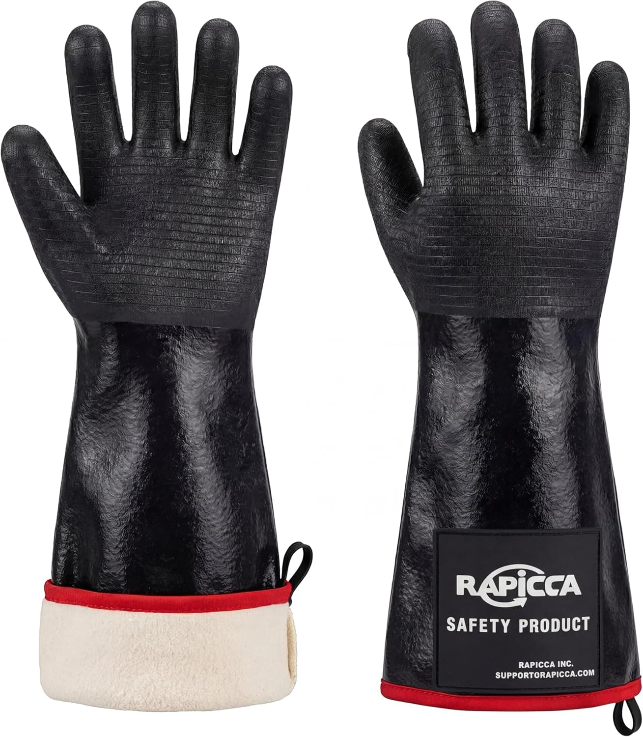 RAPICCA Grillhandschuhe Hitzebeständig für Grill/Smoker/Kochen/Grube/Barbecue,Texturierter Handflächengriff,Fettiges Essen auf Ihrer Fritteuse Ofen ohne Rutschen,Wasserdicht,Ölbeständig 43.2cm XL