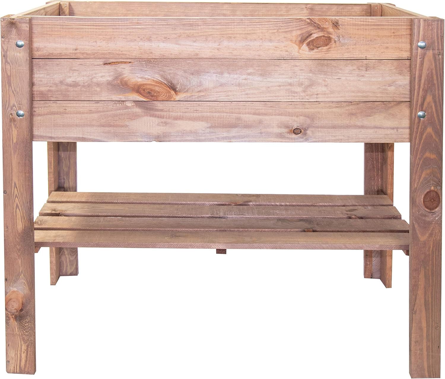 mgc24 Hochbeet Kiefernholz Dunkelbraun 80 x 37,6 x 78cm mit Ablageboden | Stehender Pflanzkasten, Für Garten Terrasse Balkon, Mit Ablageboden