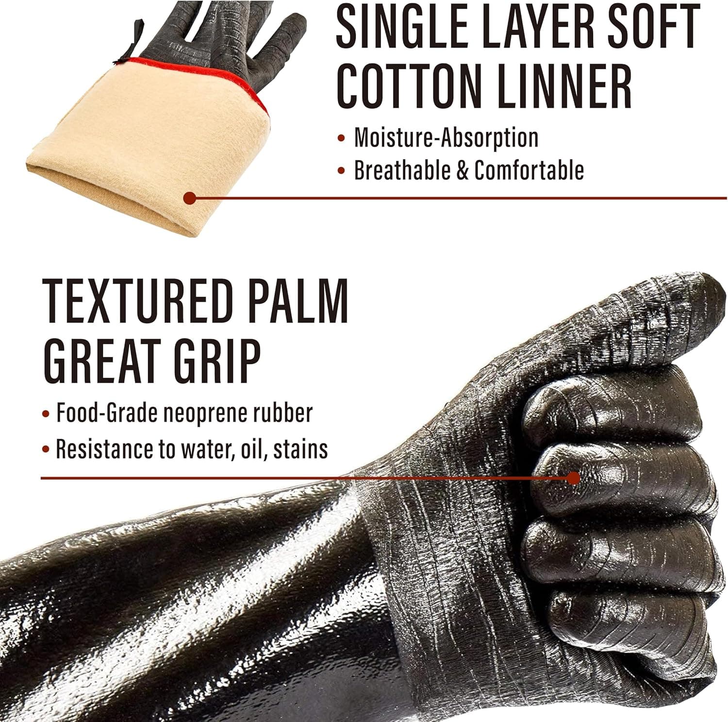 RAPICCA Grillhandschuhe Hitzebeständig für Grill/Smoker/Kochen/Grube/Barbecue,Texturierter Handflächengriff,Fettiges Essen auf Ihrer Fritteuse Ofen ohne Rutschen,Wasserdicht,Ölbeständig 43.2cm XL