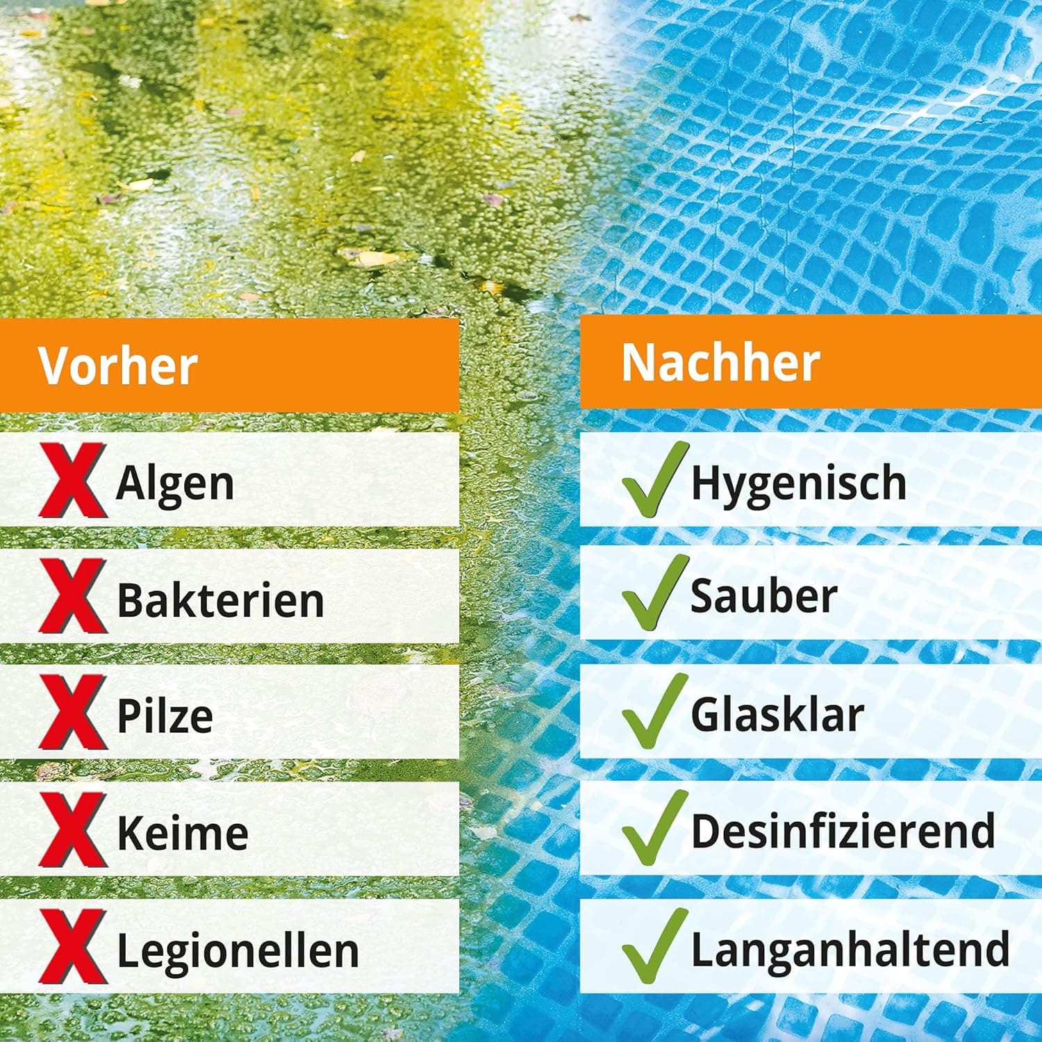 3-in-1 Poolreinigung Wasserpflege - Für bis zu 20.000 Liter Poolwasser - gegen Algen und Ablagerungen im Pool – Perfekte Desinfektion und Säuberung von Planschbecken Schwimmbad– für klares Wasser