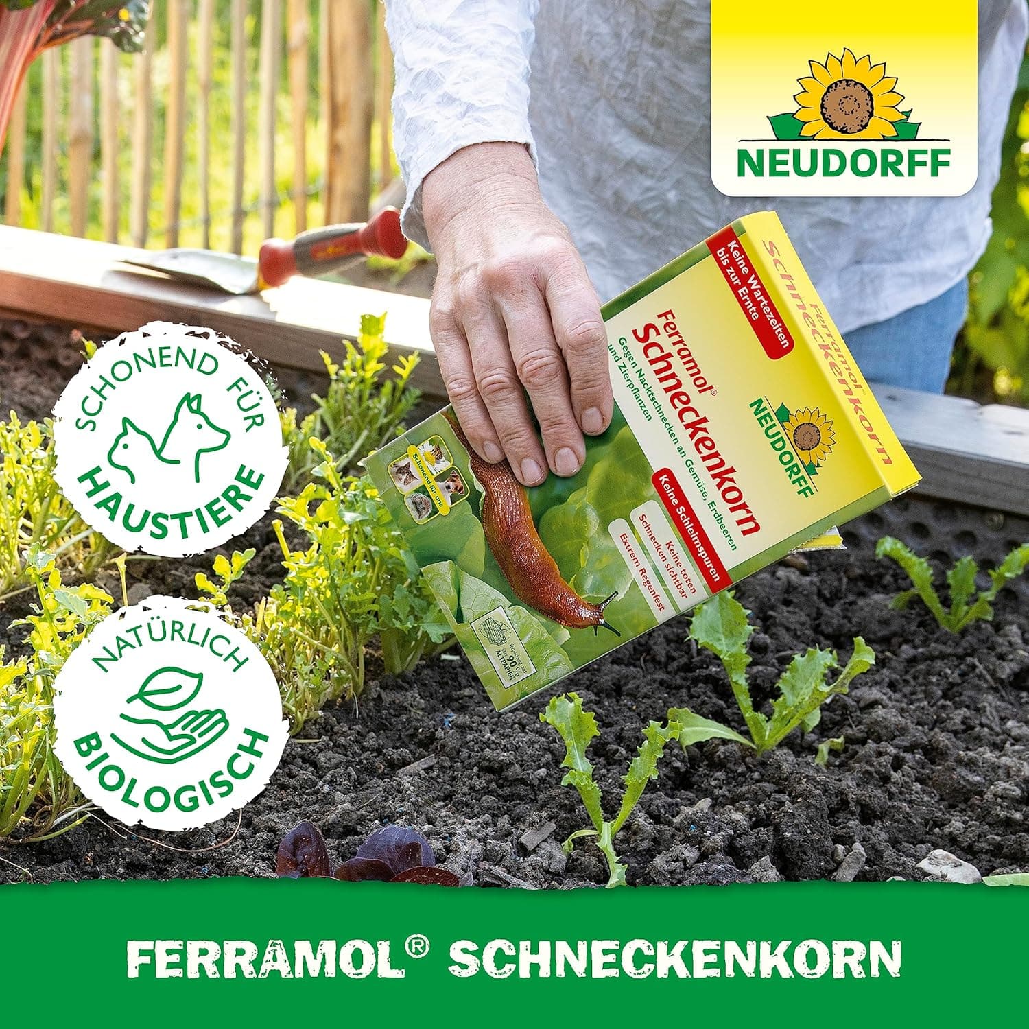 Neudorff Ferramol Schneckenkorn – Zuverlässiger und schneller Schneckenschutz - Extrem Regenfest. Keine toten Schnecken sichtbar, keine Schleimspuren. Schonende Rezeptur, 1 kg