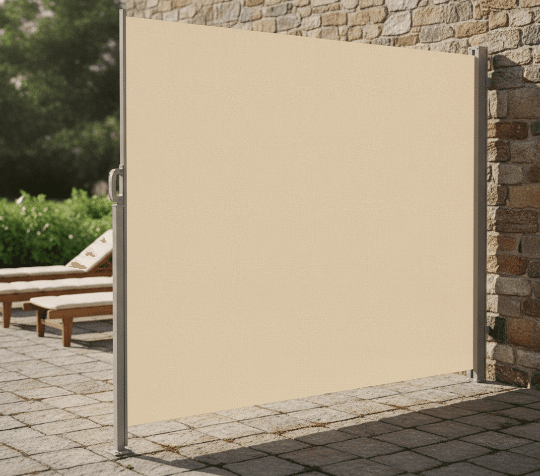 KARAT ALU Seitenmarkise - ausziehbare Markise in Beige - 200 x 300 cm - blickdichter Sichtschutz & Windschutz für Garten Balkon & Terrasse, Seitenrollo mit Wandhalterung