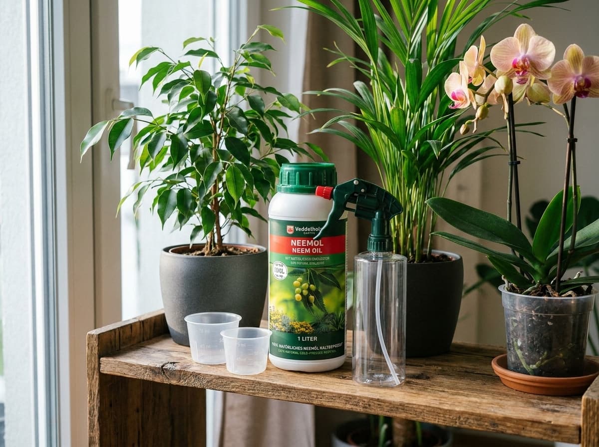 Veddelholzer 1000 ml Premium kaltgepresstes 100% natürliches Neemöl Komplett Set mit natürlichem Emulgator + Sprühflasche 500 ml & 2 Messbecher natürliche Pflanzenpflege für drinnen & draußen