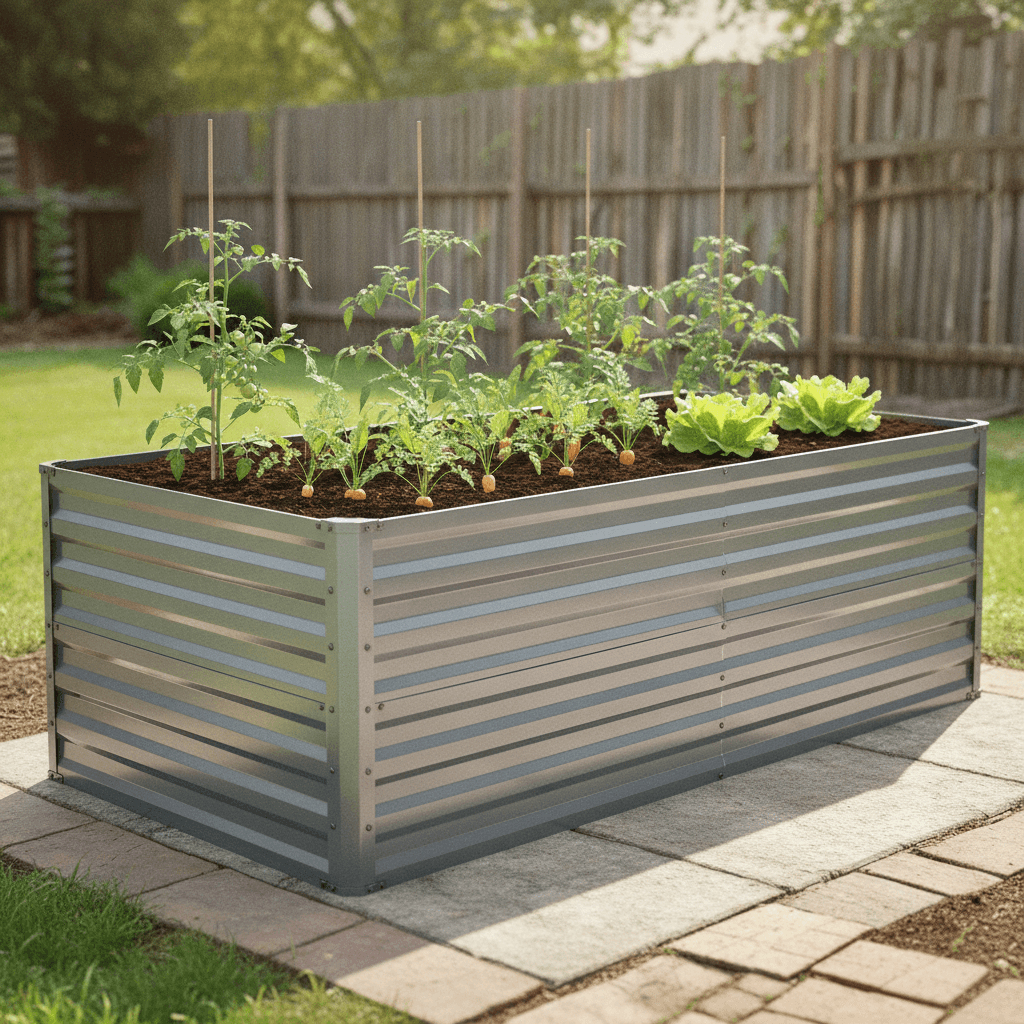Arebos Hochbeet Metall 180x90x79 cm | Gartenbeet aus verzinktem Stahl | Pflanzbeet wetterfest & rostfrei | Rechteckiges Gemüsebeet für Garten & Terrasse | Hochbeet Bausatz ohne Boden