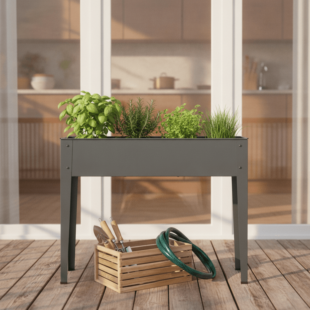 Arebos Hochbeet 101,5 x 26 x 80 cm | Frühbeet Kräuterbeet Pflanzenbeet Blumenkasten Garten Terassen Gemüsebeet Gartenbeet Blumenkübel für Balkon | ideal für den Anbau von Gemüse Obst Kräutern