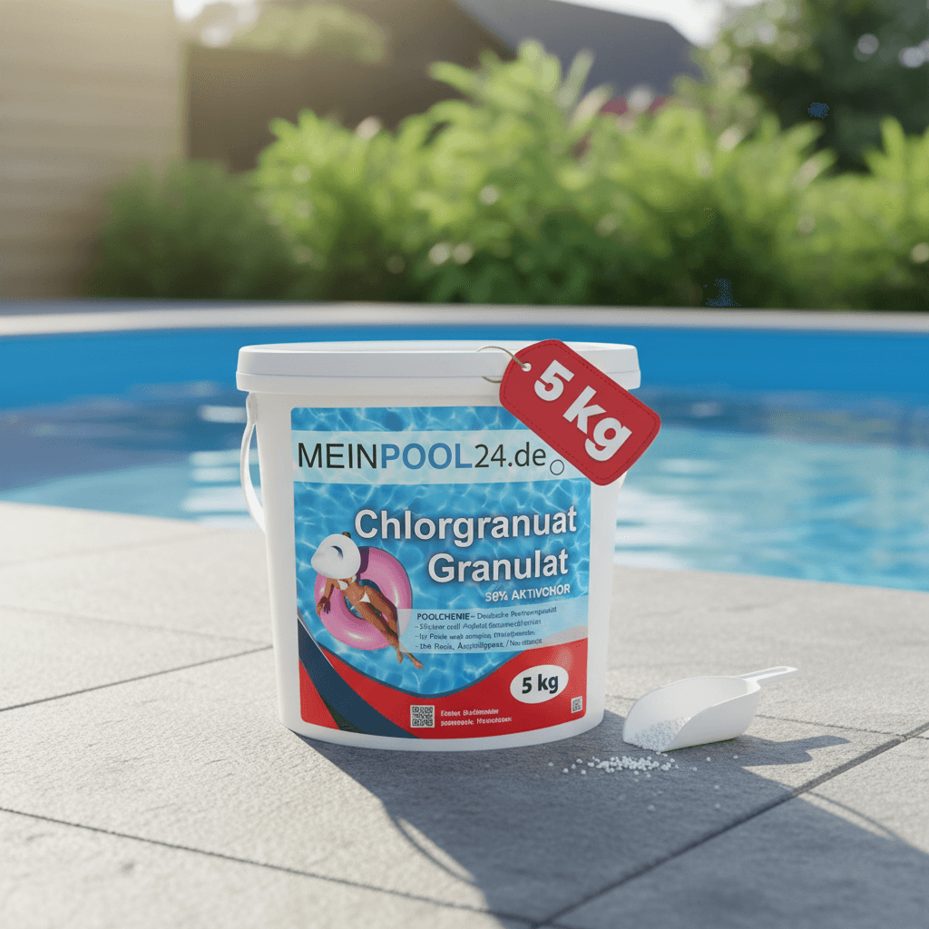 5 kg MEINPOOL24.DE Chlorgranulat schnelllöslich 56% AKTIVCHLOR POOLCHEMIE - Deutsche Markenqualität - Sichere und schnelle Desinfektion - für Pools, Aufstellpools, Whirlpools, Planschbecken