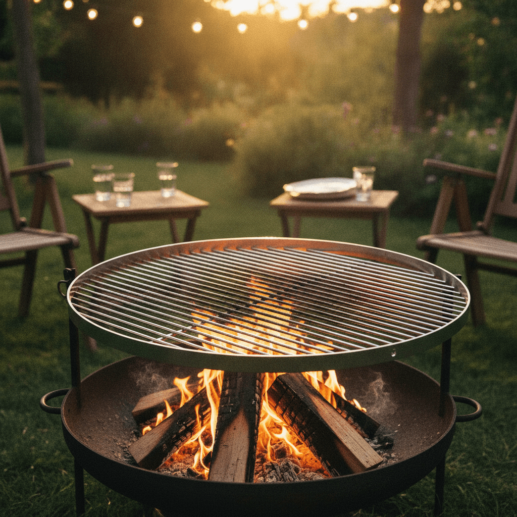 Premium Edelstahl Grillrost Rund Ø 80cm für Schwenkgrill, Grillgitter mit 3 Aufhängungsbohrungen Grillplatte für Holzkohlegrill BBQ Gasgrill Feuerplatte Zubehör, Camping Grillrost