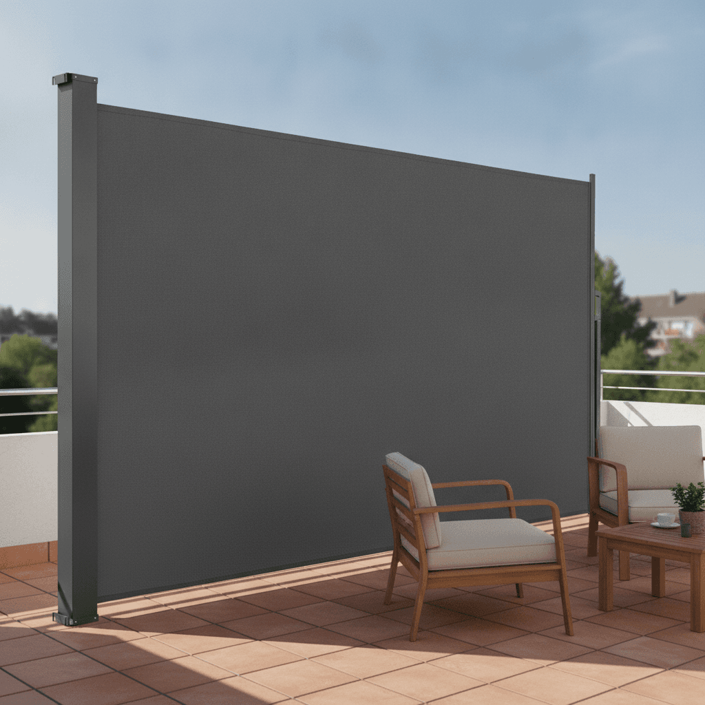 Juskys® Seitenmarkise Dubai 180 x 300 cm ausziehbar Blickdicht, Sichtschutz für Balkon & Terrasse, Seitenrollo mit Wandhalterung - grau
