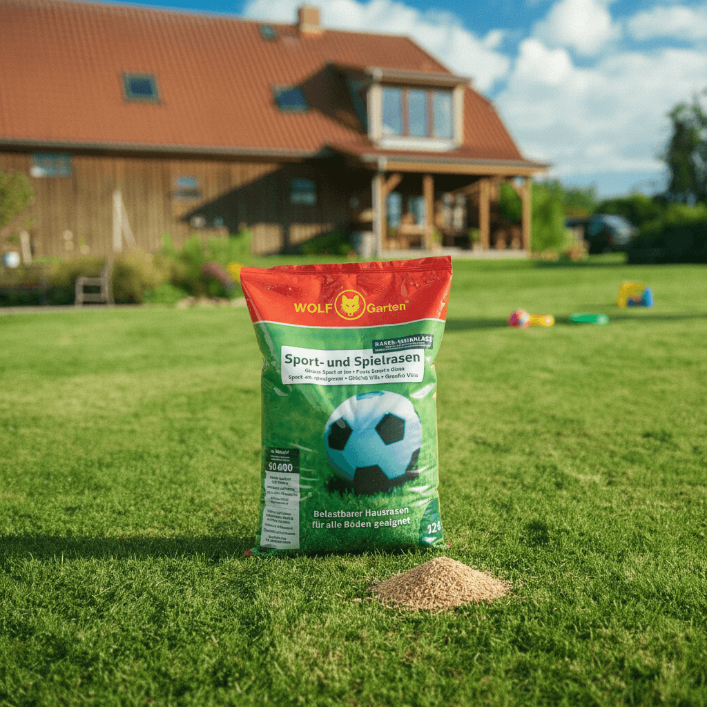 WOLF-Garten Sport- & Spielrasen LG 125 (für 125 m², schnell nutzbar & trittfest, strapazierfähiger Rasen für Sport- & Spielplätze, Hausgarten, für alle Bodenarten geeignet, im 2,5 kg Beutel) 3825020